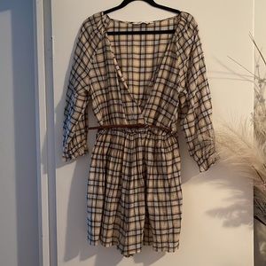 🤍ZARA🤍 PLAID ROMPER WITH REMOVABLE BROWN BELT